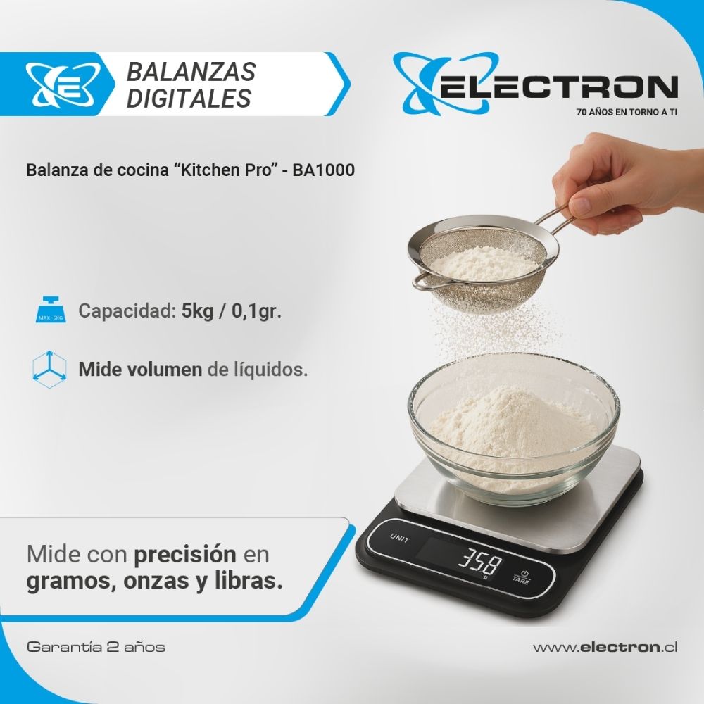 Balanza de Cocina Kitchen Pro - BA1000 / 5Kg.